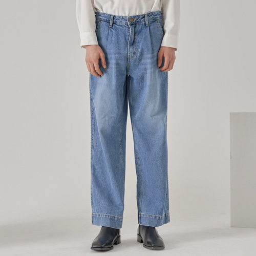 vintage stitch wide pants (light blue), [noun](노운),vintage stitch wide pants (light blue)