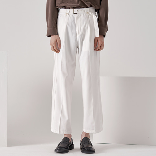 wide pintuck belted pants (white), [noun](노운),wide pintuck belted pants (white)
