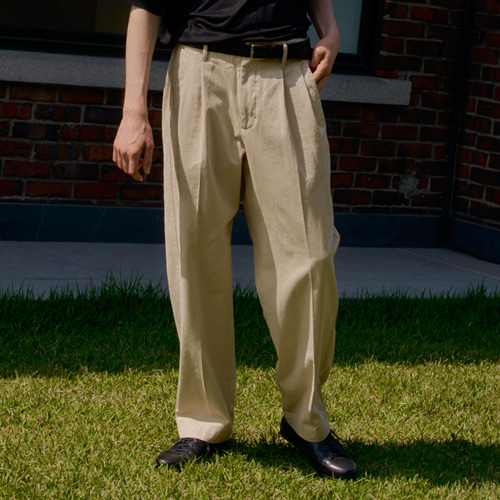wide tapered pants (beige), [noun](노운),wide tapered pants (beige)