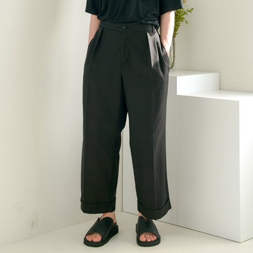 wide cuffed pants (black), [noun](노운),wide cuffed pants (black)