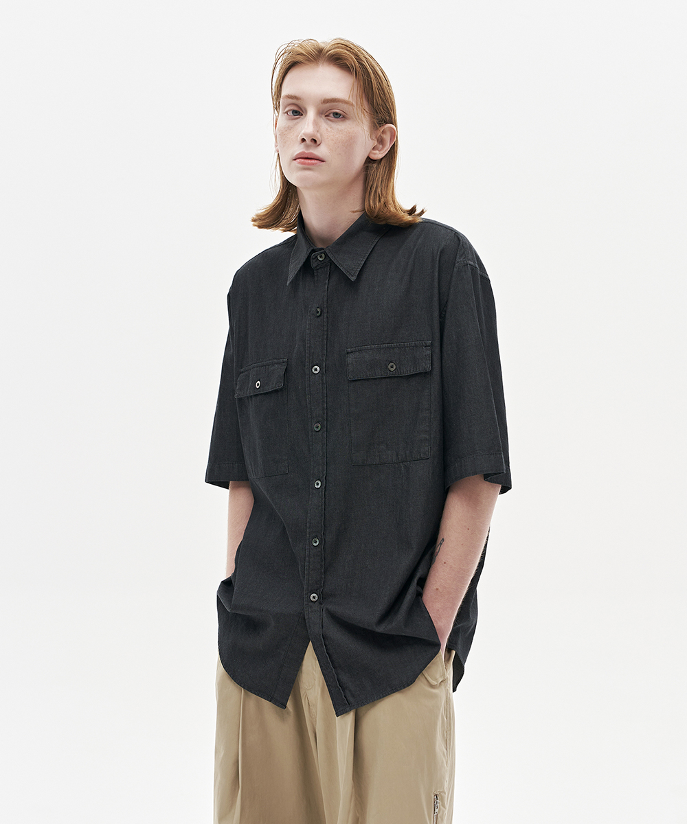 [23S/S] wide pocket denim shirts (black), [noun](노운),[23S/S] wide pocket denim shirts (black)