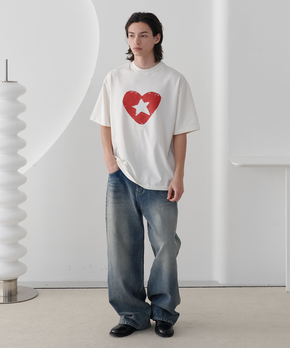 [24S/S] heart t shirts (white)_4월 16일 예약배송, [noun](노운),[24S/S] heart t shirts (white)_4월 16일 예약배송