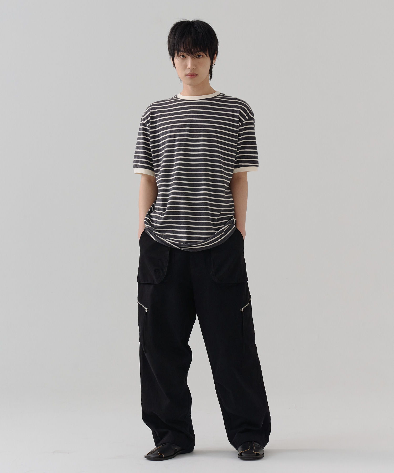 [24S/S] stripe t shirts (charcoal), [noun](노운),[24S/S] stripe t shirts (charcoal)
