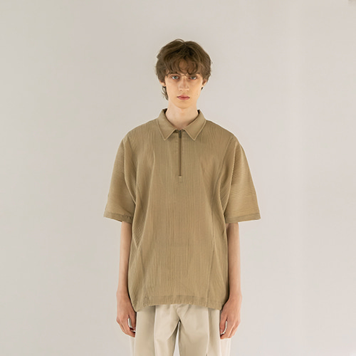 [21s/s] zippered collar T-shirt (light mustard), [noun](노운),[21s/s] zippered collar T-shirt (light mustard)