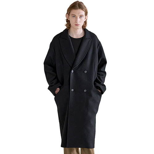 peaked lapel double breasted coat (black), [noun](노운),peaked lapel double breasted coat (black)