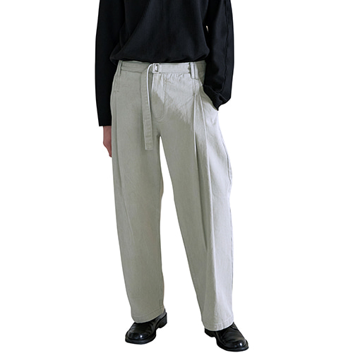 [21F/W] belted two tuck denim pants (light grey), [noun](노운),[21F/W] belted two tuck denim pants (light grey)