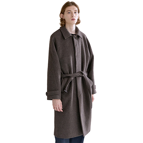 belted balmacaan coat (dark brown), [noun](노운),belted balmacaan coat (dark brown)