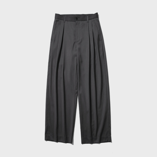 pleated wide pants (charcoal), [noun](노운),pleated wide pants (charcoal)