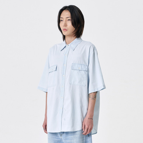 [22SS] wide pocket denim shirt (light blue), [noun](노운),[22SS] wide pocket denim shirt (light blue)