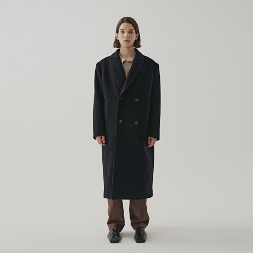[22F/W] double breasted long coat (black), [noun](노운),[22F/W] double breasted long coat (black)