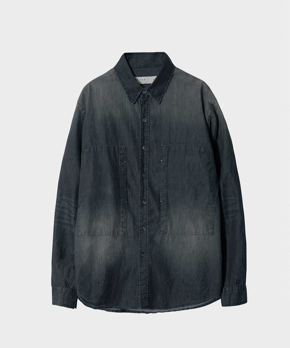 [23S/S] brush washed denim shirt (charcoal), [noun](노운),[23S/S] brush washed denim shirt (charcoal)