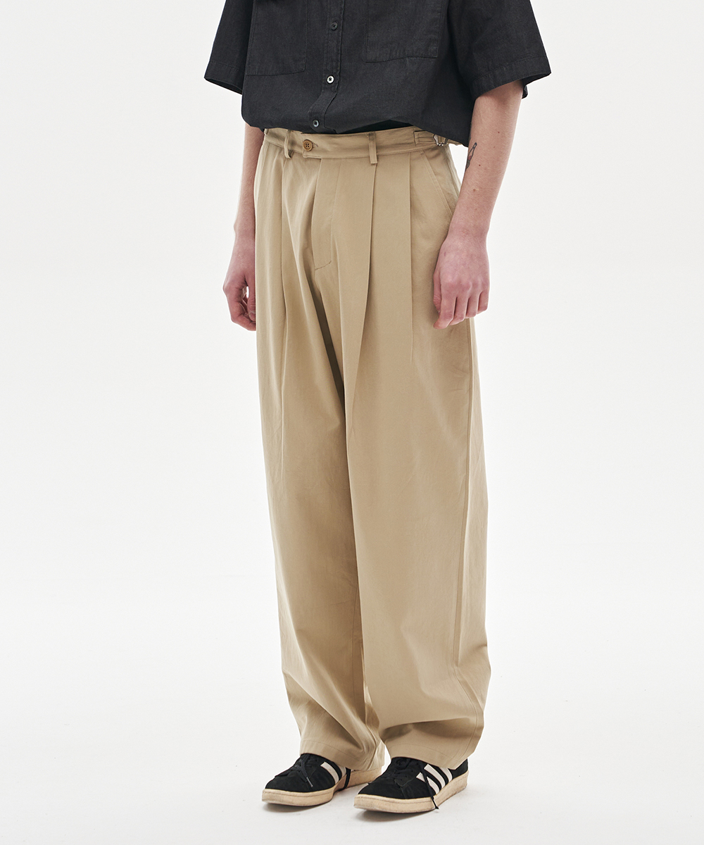 wide chino pants (beige)_4월 17일 예약배송, [noun](노운),wide chino pants (beige)_4월 17일 예약배송