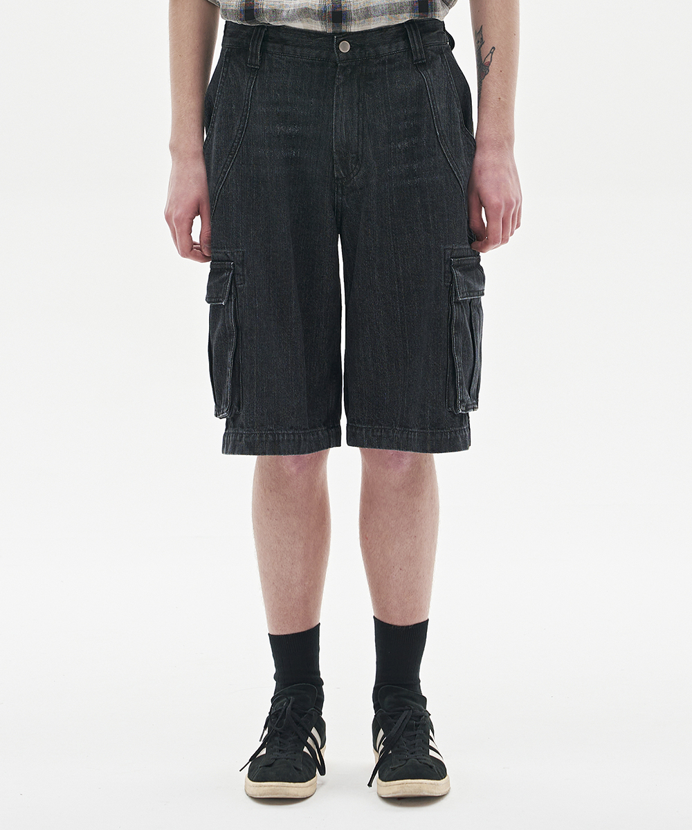 [23S/S] bermuda cargo denim pants (black), [noun](노운),[23S/S] bermuda cargo denim pants (black)