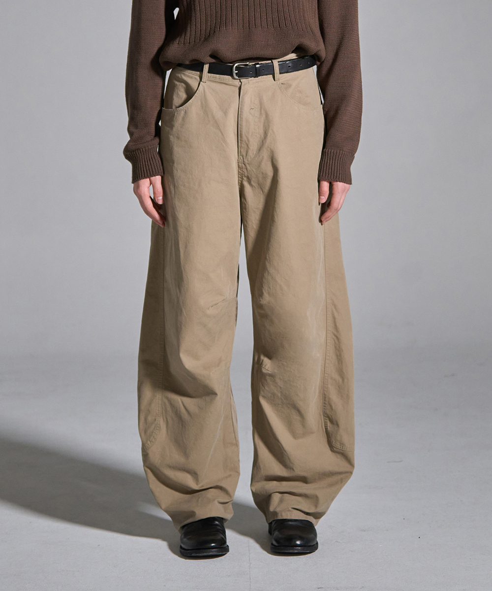 [23F/W] curved cotton pants (beige), [noun](노운),[23F/W] curved cotton pants (beige)