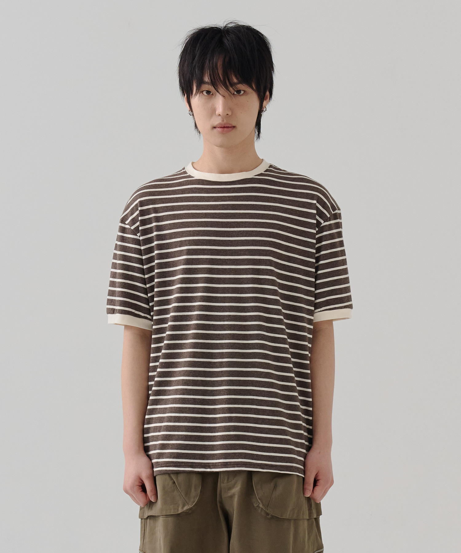 [24S/S] stripe t shirts (brown), [noun](노운),[24S/S] stripe t shirts (brown)