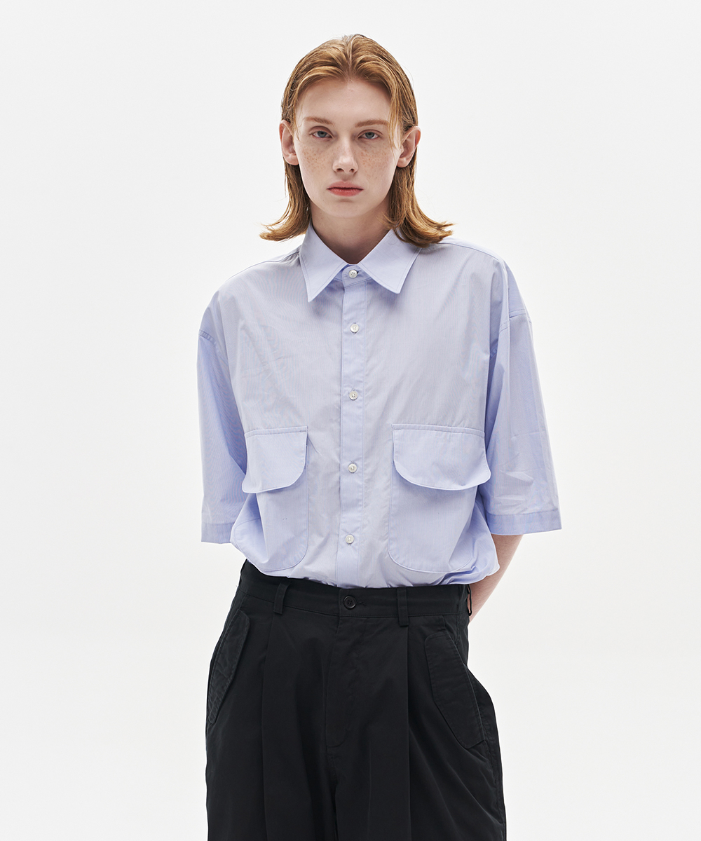 [23S/S] loosed big pocket shirts (stripe skyblue), [noun](노운),[23S/S] loosed big pocket shirts (stripe skyblue)