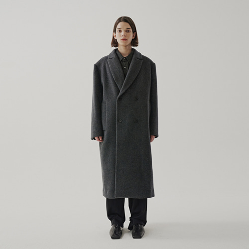 [22F/W] double breasted long coat (charcoal), [noun](노운),[22F/W] double breasted long coat (charcoal)