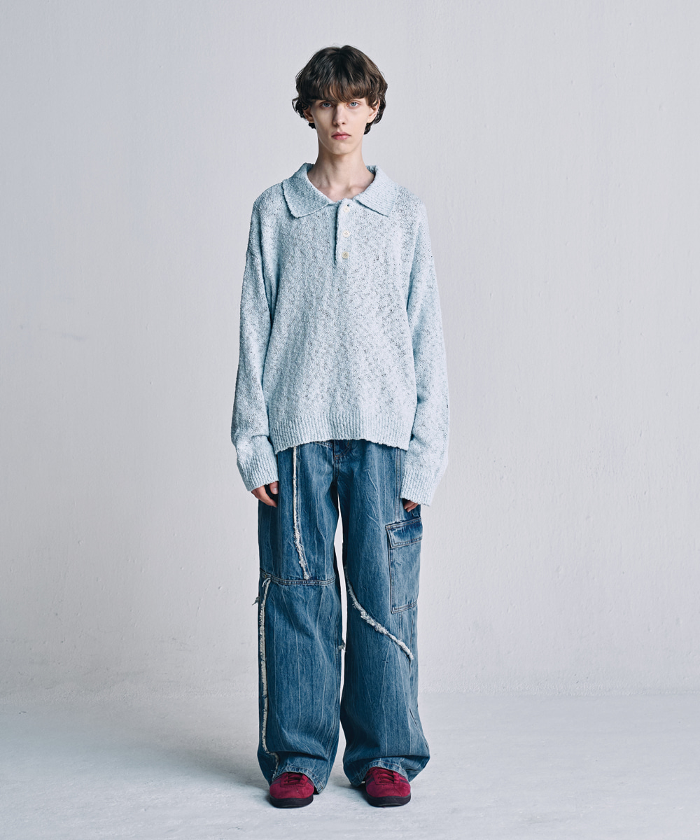 [23S/S] boucle collar knit (sky blue), [noun](노운),[23S/S] boucle collar knit (sky blue)