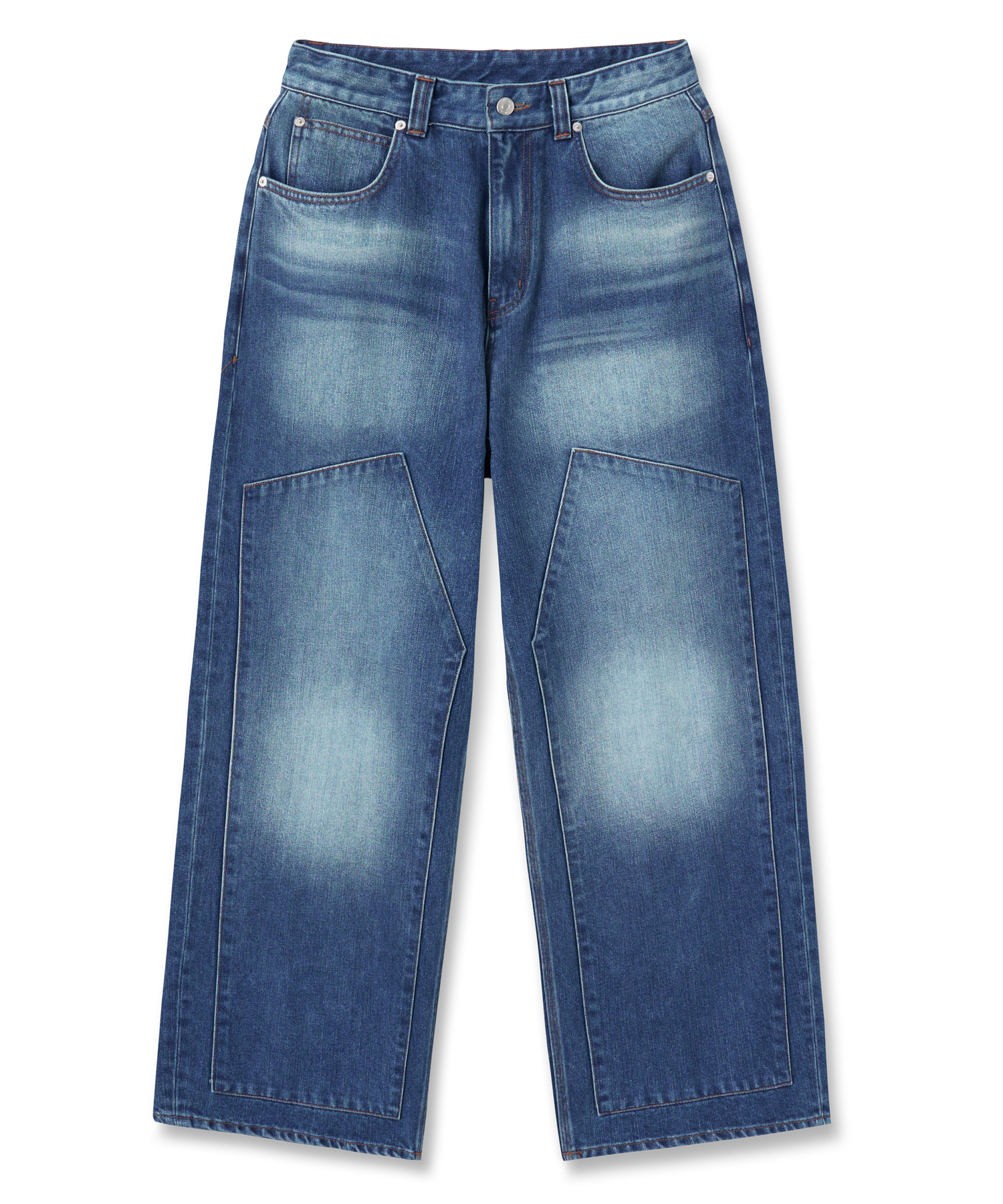 [23F/W] patched denim pants (mid blue), [noun](노운),[23F/W] patched denim pants (mid blue)