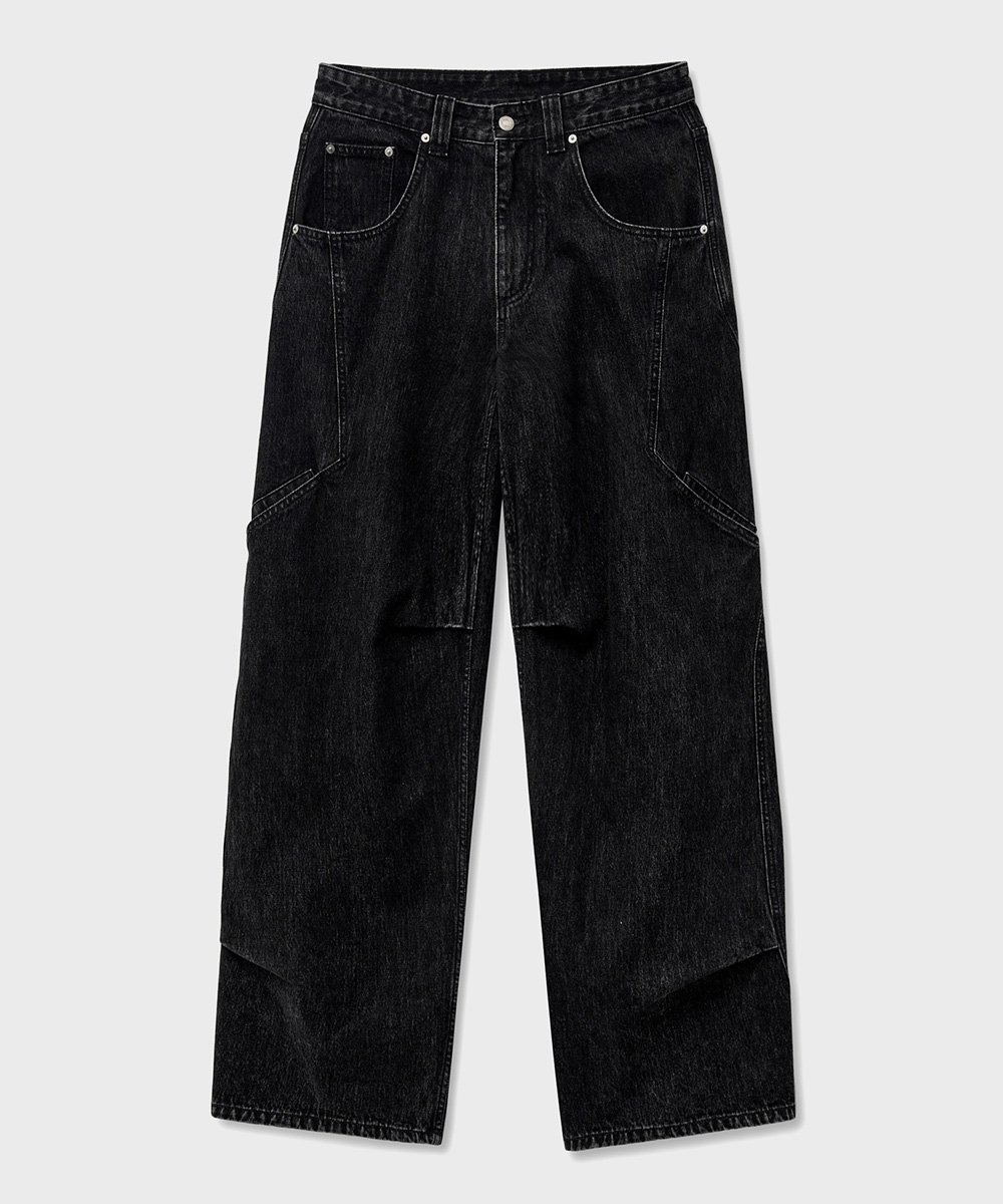 [24S/S] side line cargo denim pants (black), [noun](노운),[24S/S] side line cargo denim pants (black)