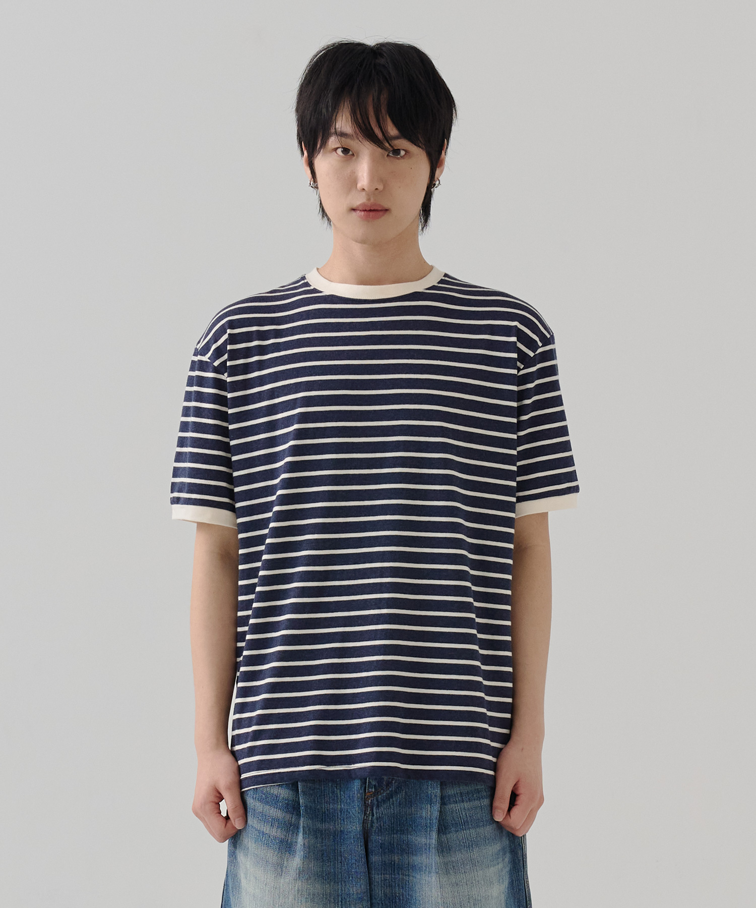 [24S/S] stripe t shirts (navy), [noun](노운),[24S/S] stripe t shirts (navy)