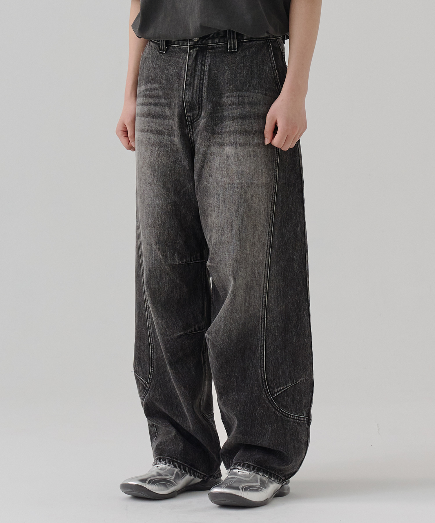 [24S/S] curved denim pants (black), [noun](노운),[24S/S] curved denim pants (black)